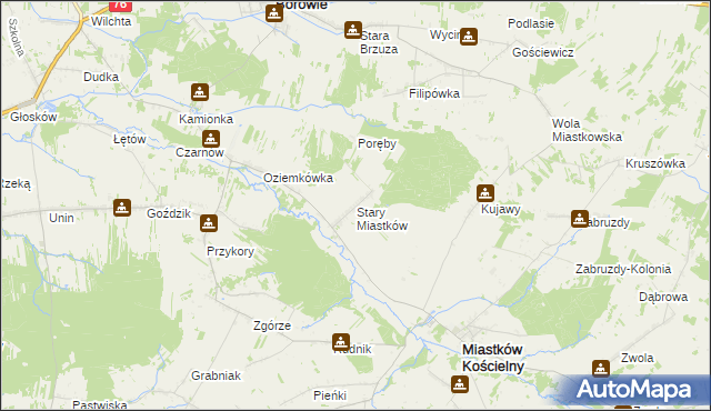 mapa Stary Miastków, Stary Miastków na mapie Targeo