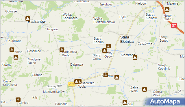 mapa Stary Osów, Stary Osów na mapie Targeo