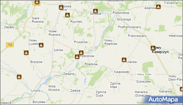 mapa Stary Rzędków, Stary Rzędków na mapie Targeo