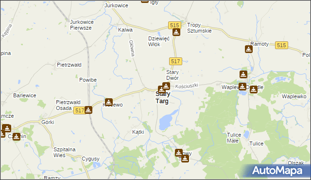 mapa Stary Targ, Stary Targ na mapie Targeo