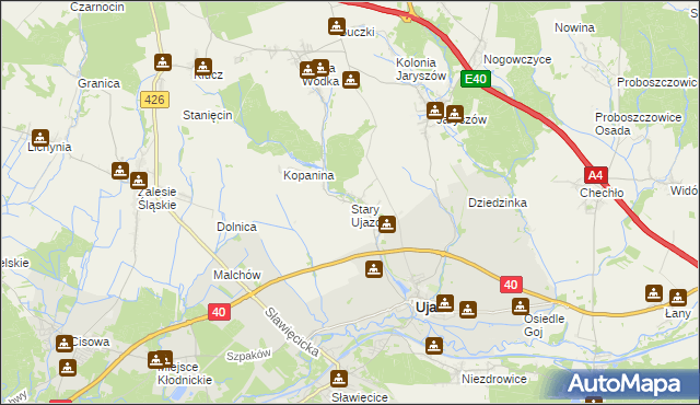 mapa Stary Ujazd, Stary Ujazd na mapie Targeo