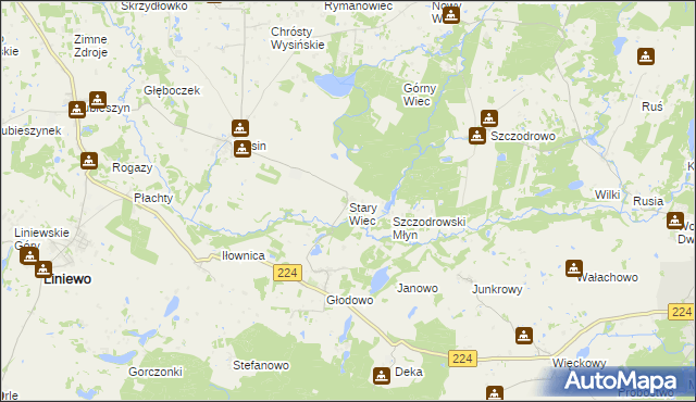 mapa Stary Wiec, Stary Wiec na mapie Targeo