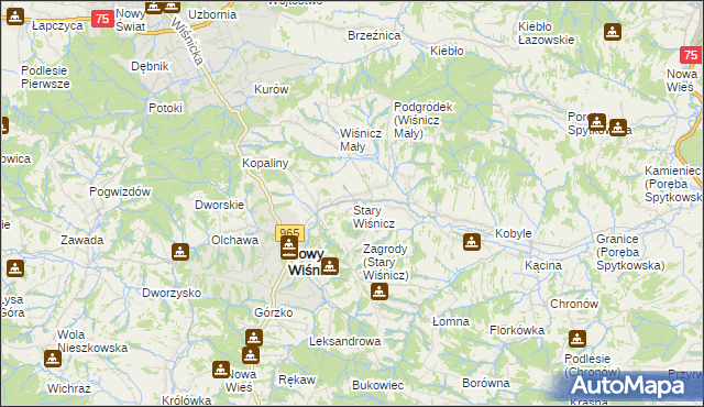 mapa Stary Wiśnicz, Stary Wiśnicz na mapie Targeo