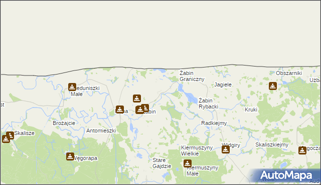 mapa Stary Żabin, Stary Żabin na mapie Targeo