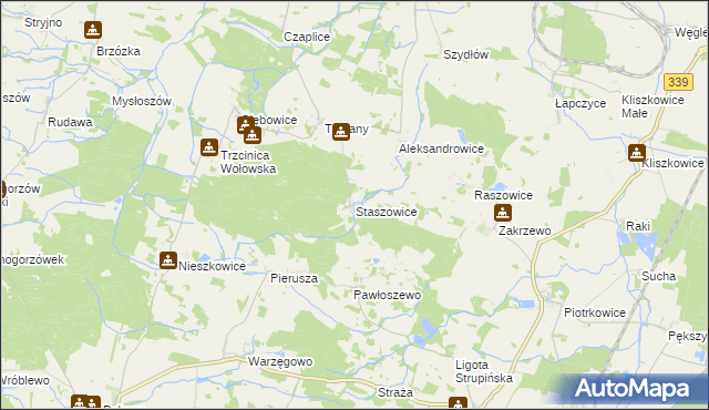 mapa Staszowice, Staszowice na mapie Targeo