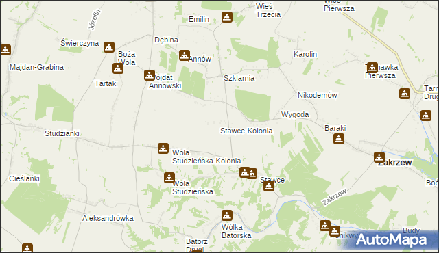 mapa Stawce-Kolonia, Stawce-Kolonia na mapie Targeo