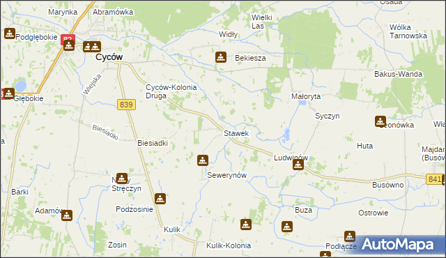 mapa Stawek gmina Cyców, Stawek gmina Cyców na mapie Targeo