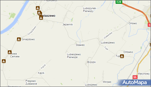 mapa Stawiec gmina Nowy Dwór Gdański, Stawiec gmina Nowy Dwór Gdański na mapie Targeo