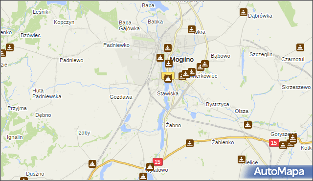 mapa Stawiska gmina Mogilno, Stawiska gmina Mogilno na mapie Targeo