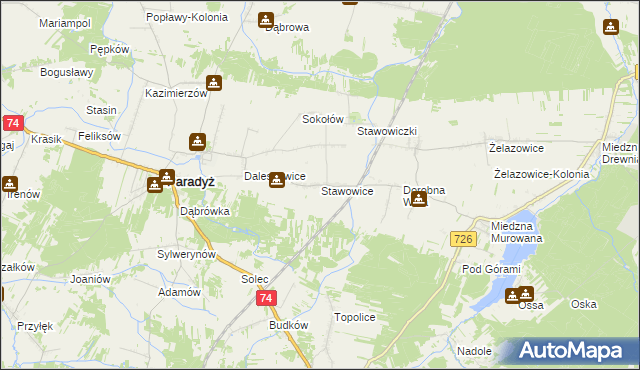 mapa Stawowice, Stawowice na mapie Targeo