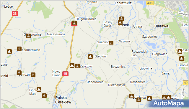 mapa Steblów gmina Cisek, Steblów gmina Cisek na mapie Targeo