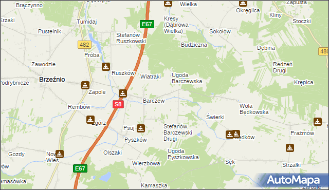 mapa Stefanów Barczewski Pierwszy, Stefanów Barczewski Pierwszy na mapie Targeo