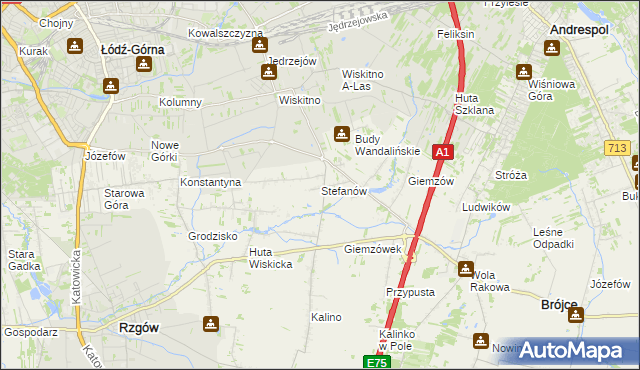 mapa Stefanów gmina Brójce, Stefanów gmina Brójce na mapie Targeo