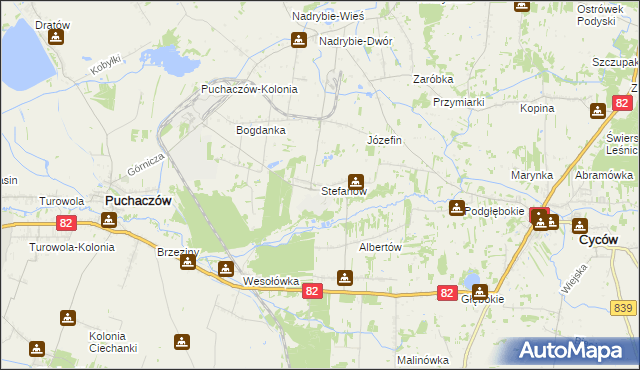 mapa Stefanów gmina Cyców, Stefanów gmina Cyców na mapie Targeo