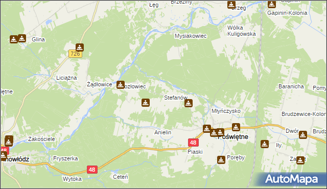 mapa Stefanów gmina Poświętne, Stefanów gmina Poświętne na mapie Targeo