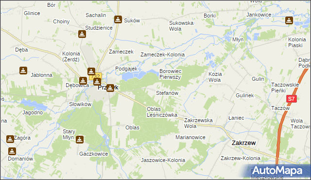 mapa Stefanów gmina Przytyk, Stefanów gmina Przytyk na mapie Targeo