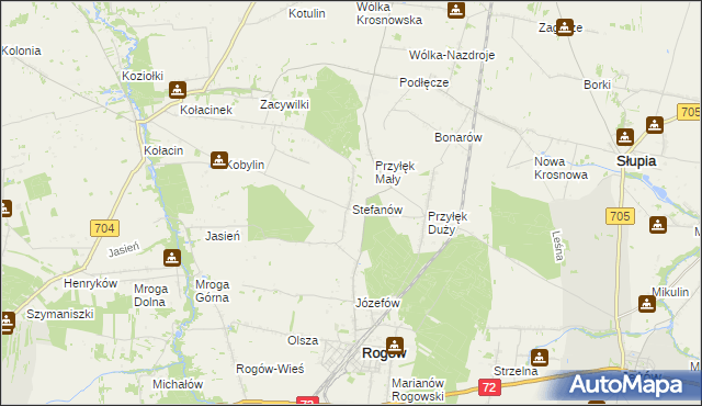 mapa Stefanów gmina Rogów, Stefanów gmina Rogów na mapie Targeo