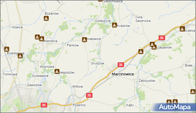 mapa Stefanowice gmina Marcinowice, Stefanowice gmina Marcinowice na mapie Targeo