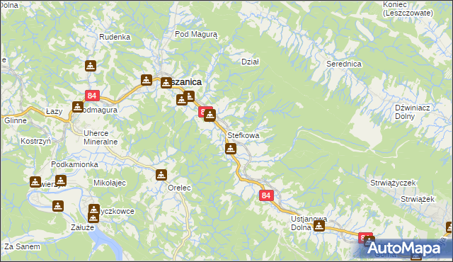 mapa Stefkowa, Stefkowa na mapie Targeo