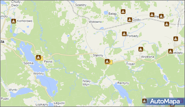 mapa Stękiny, Stękiny na mapie Targeo