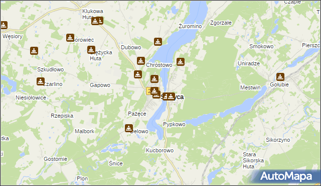 mapa Stężyca powiat kartuski, Stężyca powiat kartuski na mapie Targeo