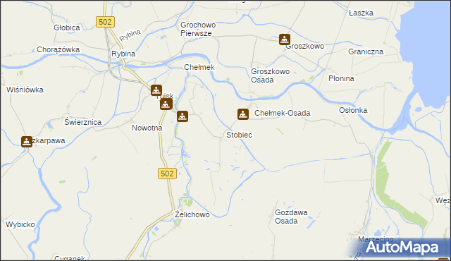 mapa Stobiec gmina Stegna, Stobiec gmina Stegna na mapie Targeo