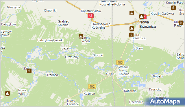 mapa Stoczki gmina Nowa Brzeźnica, Stoczki gmina Nowa Brzeźnica na mapie Targeo