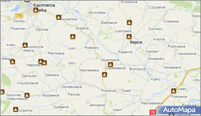 mapa Stojanowice, Stojanowice na mapie Targeo