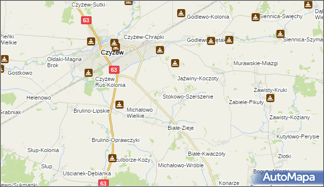 mapa Stokowo-Szerszenie, Stokowo-Szerszenie na mapie Targeo