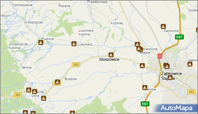 mapa Stoszowice, Stoszowice na mapie Targeo