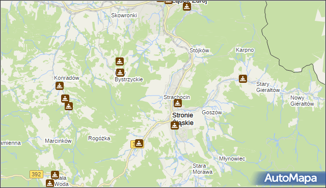 mapa Strachocin gmina Stronie Śląskie, Strachocin gmina Stronie Śląskie na mapie Targeo