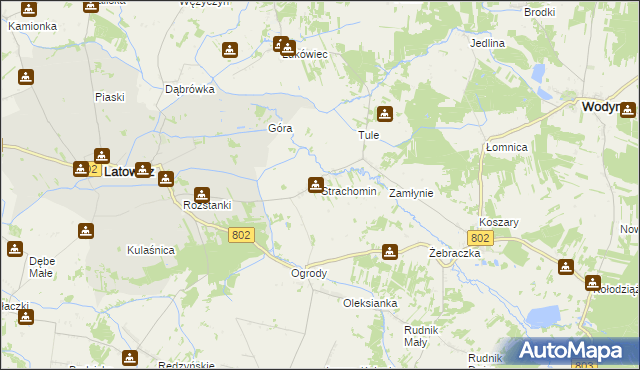 mapa Strachomin, Strachomin na mapie Targeo