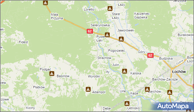 mapa Strachów gmina Jadów, Strachów gmina Jadów na mapie Targeo