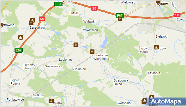 mapa Stradomia Wierzchnia, Stradomia Wierzchnia na mapie Targeo