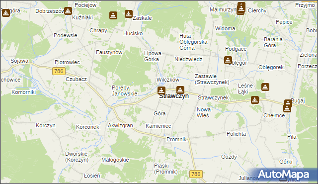 mapa Strawczyn, Strawczyn na mapie Targeo