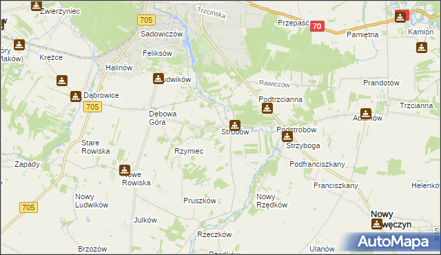 mapa Strobów, Strobów na mapie Targeo