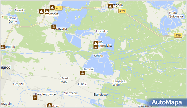 mapa Stróże gmina Żmigród, Stróże gmina Żmigród na mapie Targeo