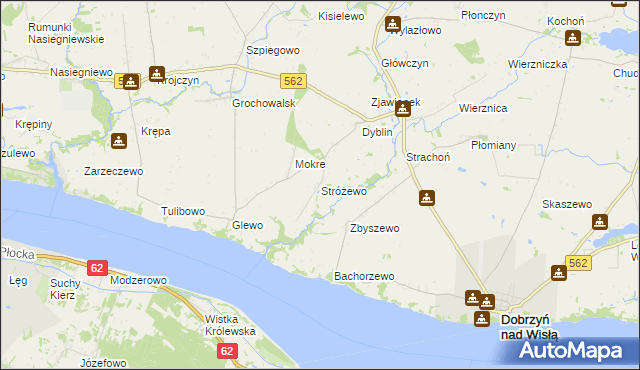 mapa Stróżewo gmina Dobrzyń nad Wisłą, Stróżewo gmina Dobrzyń nad Wisłą na mapie Targeo