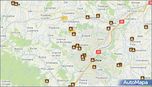 mapa Stróżówka, Stróżówka na mapie Targeo