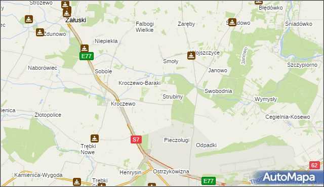 mapa Strubiny gmina Zakroczym, Strubiny gmina Zakroczym na mapie Targeo