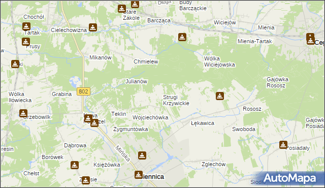 mapa Strugi Krzywickie, Strugi Krzywickie na mapie Targeo