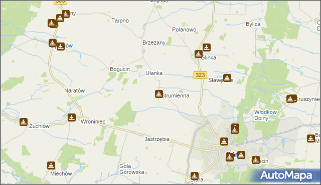 mapa Strumienna, Strumienna na mapie Targeo