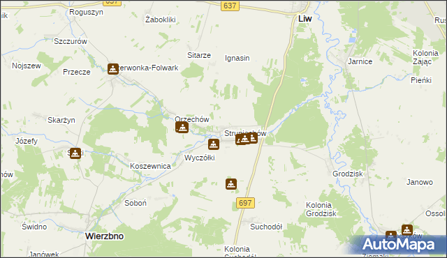 mapa Strupiechów, Strupiechów na mapie Targeo