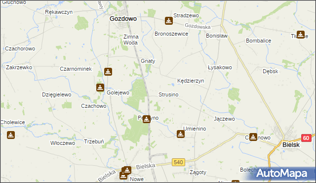 mapa Strusino, Strusino na mapie Targeo