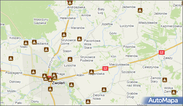 mapa Strykowice Błotne, Strykowice Błotne na mapie Targeo