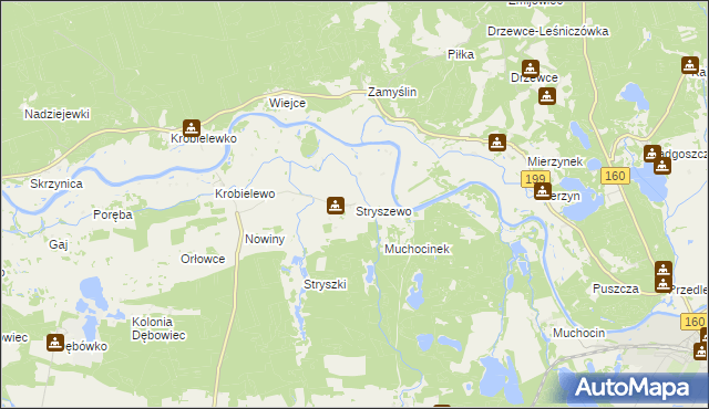 mapa Stryszewo, Stryszewo na mapie Targeo