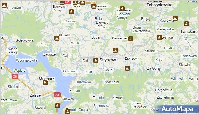 mapa Stryszów, Stryszów na mapie Targeo