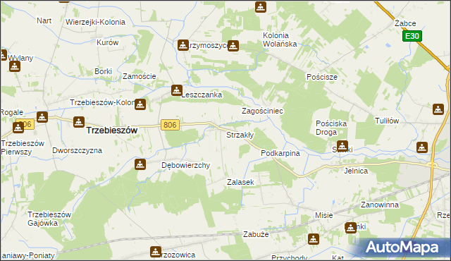 mapa Strzakły, Strzakły na mapie Targeo