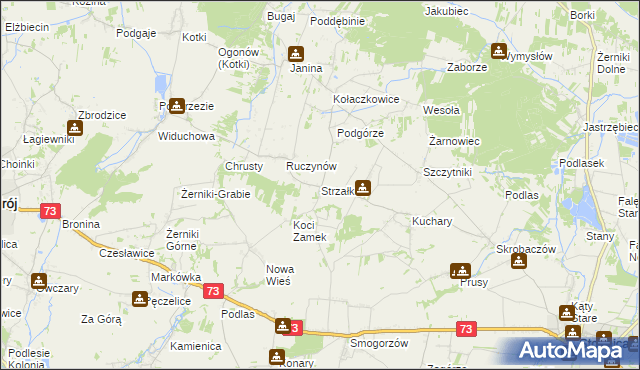 mapa Strzałków gmina Stopnica, Strzałków gmina Stopnica na mapie Targeo