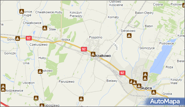 mapa Strzałkowo powiat słupecki, Strzałkowo powiat słupecki na mapie Targeo